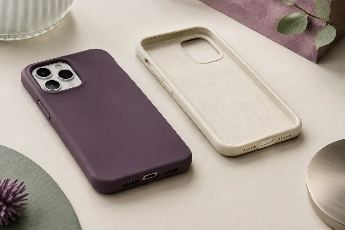 Coque arrière classique sur smartphone avec découpes visibles pour les boutons