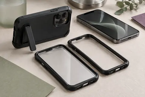 Coque intégrale noire avec béquille et deux cadres avant pour Samsung Galaxy S23 Plus