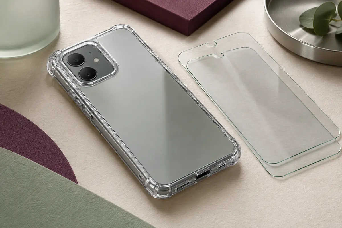 Coque transparente iVoler à coins renforcés pour Honor X5C Plus, accompagnée de deux verres trempés