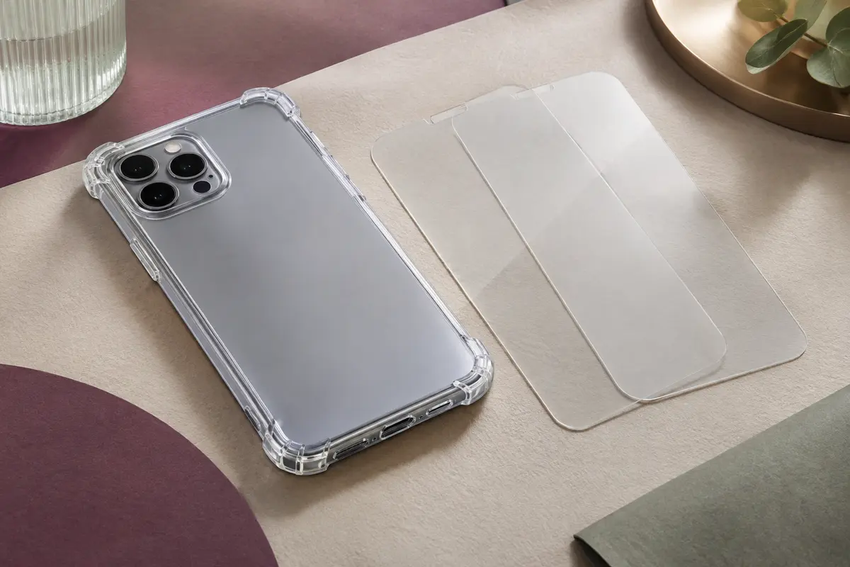 Coque transparente en TPU aux coins renforcés avec deux verres trempés pour Galaxy A15