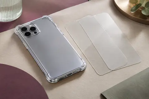 Coque transparente en TPU aux coins renforcés avec deux verres trempés pour Galaxy A15